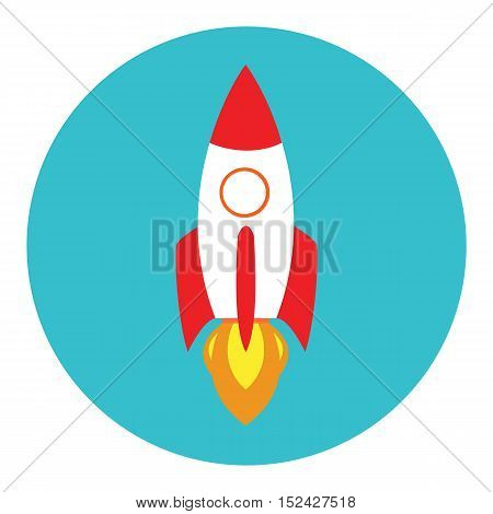 Rocket Ship In A Flat Style.