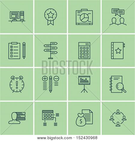 Set Of Project Management Icons On Time Management, Presentation And Computer Topics. Editable Vecto