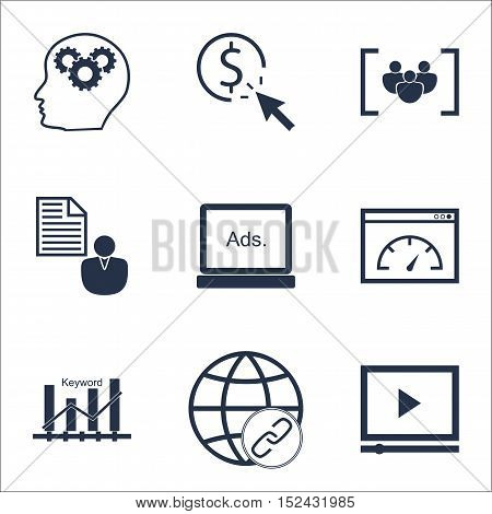 Set Of Seo Icons On Ppc, Report And Keyword Optimisation Topics. Editable Vector Illustration. Inclu
