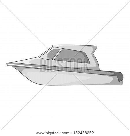 Speed boat icon. Gray monochrome illustration of speed boat vector icon for web