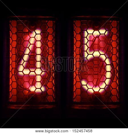 The  Nixie tube indicator of the numbers of retro style. Digit 4, 5