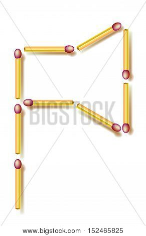 Move four matchsticks to make 3 identical triangles. Logic puzzle. Vector image.