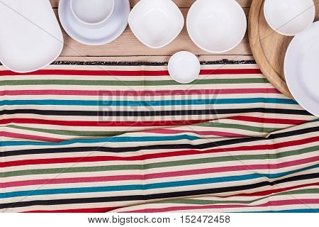 Top View Empty Dish On Wood Background Textured
