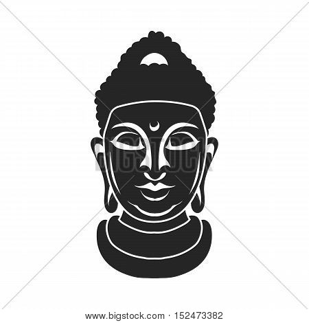 Buddha icon in black style isolated on white background. Religion symbol vector illustration.