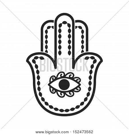 Hamsa icon in black style isolated on white background. Religion symbol vector illustration.