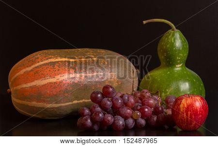 fruits on a dark background, studio picture