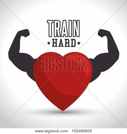 train hard heart arm icon gym vector illustration eps 10