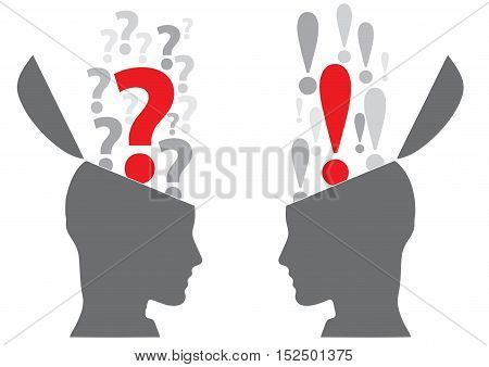 Vector illustration Concept of doubt and certainty