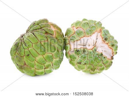 fresh green custard apple isolated on white