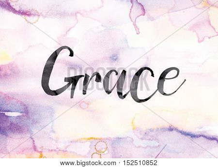 Grace Colorful Watercolor And Ink Word Art