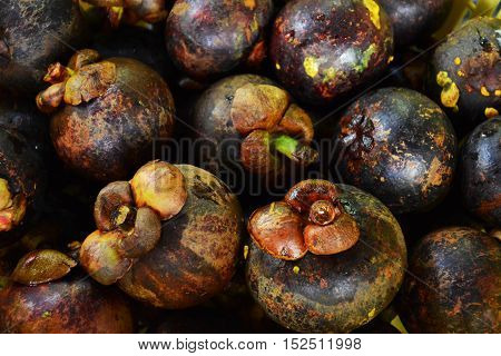 mangosteen texture in basket at the market