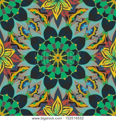 Mandala patternbackground. Vintage decorative ornamentbackground. EastIslam ArabicIndianottoman motifsrevival swirling.Blue Abstract Tribalethnic texture.Orientsymmetry lacefabricwallpaper