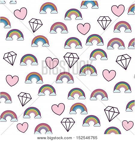 cute rainbown fantasy pattern vector illustration design