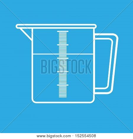 White measuring jug icon isolated on blue background