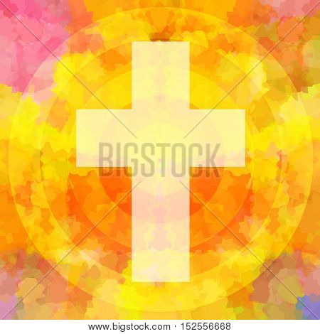 Christian Holy Cross in divine flame background