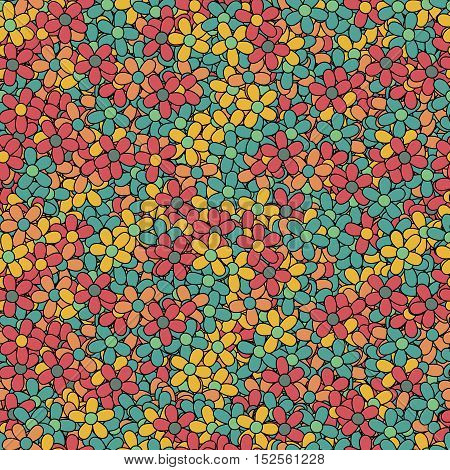 Floral pattern in bright colors orange, red, green, yellow. Vector floral endless seamless ornament, backdrop illustration. vector eps 8
