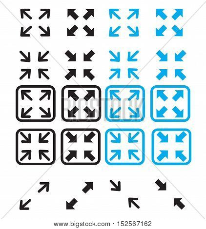 fullscreen and exit fullscreen icon. modern flat icon