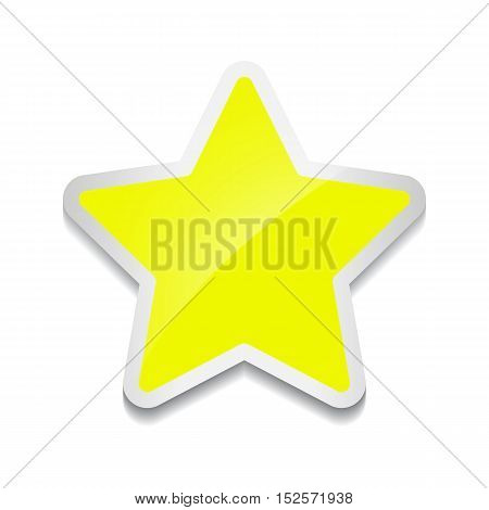 Gold star icon, sticker on white background.