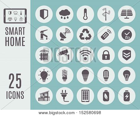 Smart home icon set. Automation control systems. Vector illustration.