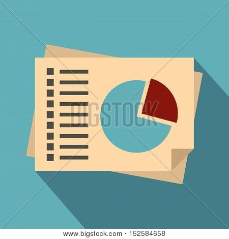 Financial papers icon. Flat illustration of financial papers vector icon for web isolated on light blue background