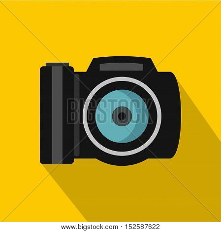 Camera icon. Flat illustration of camera vector icon for web isolated on yellow background