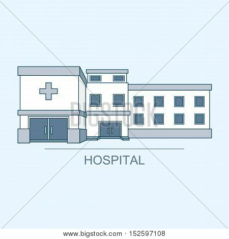 Stock vector illustration with contemporary multistorey hospital