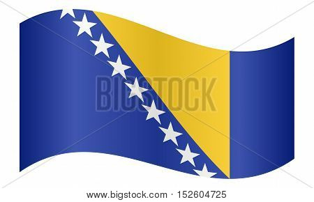 Bosnian and Herzegovinian national official flag. Patriotic symbol banner element background. Correct colors. Flag of Bosnia and Herzegovina waving on white background vector illustration