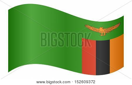 Zambian national official flag. African patriotic symbol banner element background. Correct colors. Flag of Zambia waving on white background vector illustration