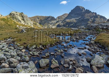Panoramic view of Orlovets peak from Elenski lakes, Rila Mountain, Bulgaria
