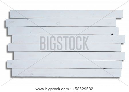 Staggered long flat white wooden planks with copy space for theme about homemade objects or food