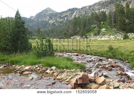 View Of Llubriqueto Valley In National Park Aiguestortes, Catalonia, Spain