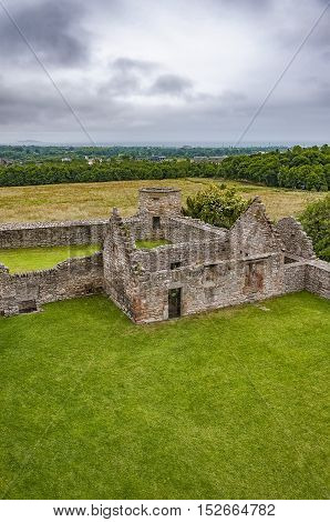 Image of a small chapel on the grounds of Craigmillar castle Edinburgh Scotland.