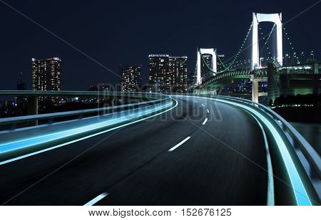Moving forward motion blur background night scene