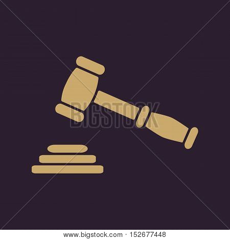 The judge or auction hammer icon. Justice symbol. Flat Vector illustration