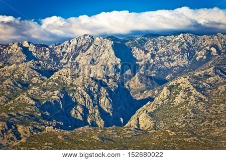 Paklenica national park on Velebit mountain view stone peaks of Croatia