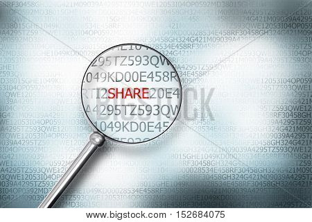 reading share on screen magnifying glass internet security 3D Illustration