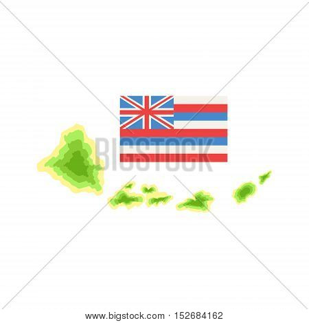 Flag Hawaiian Vacation Classic Symbol. Isolated Flat Vector Icon With Traditional Hawaiian Representation On White Bacground.