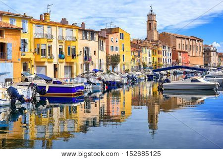 Colorful Houses On Canal Of The Old Town Of Martigues, France