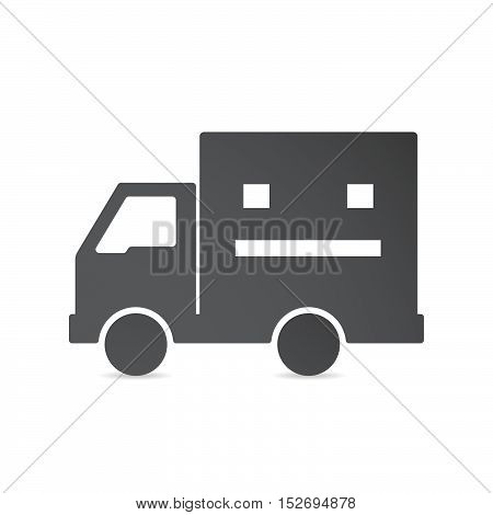 Isolated Delivery Truck With A Emotionless Text Face