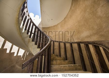 inside a tower in Wakan village in Oman