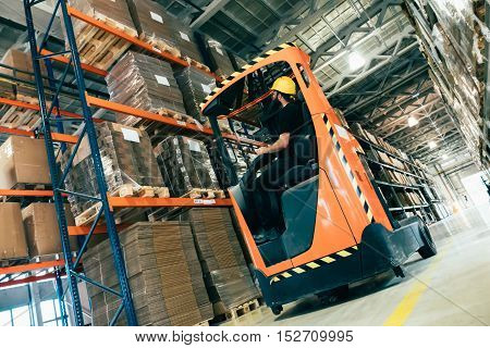 Warehouse logitics work being done with forklift