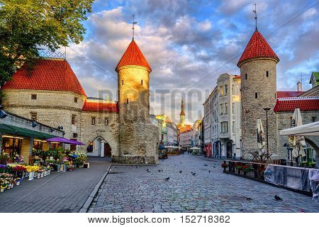 Viru Gate In The Old Town Of Tallinn, Estonia