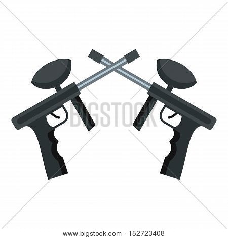 Crossed paintball guns icon. Flat illustration of paintball guns vector icon for web design