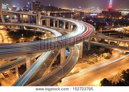 Bird View At Asia's Largest Across The Rivers In A Spiral Bridge At Night