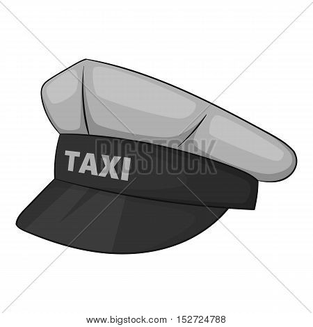 Cap taxi driver icon. Gray monochrome illustration of cap taxi driver vector icon for web