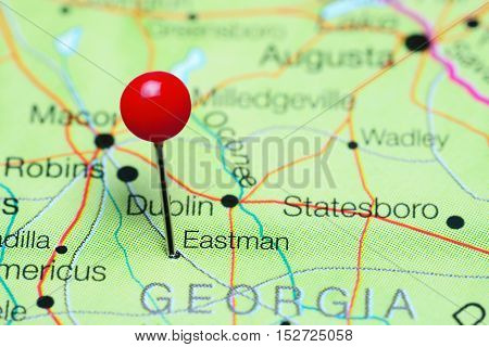 Eastman pinned on a map of Georgia, USA