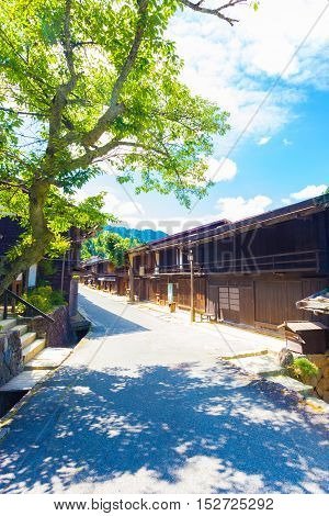 Wooden Houses Center Tsumago Nakasendo