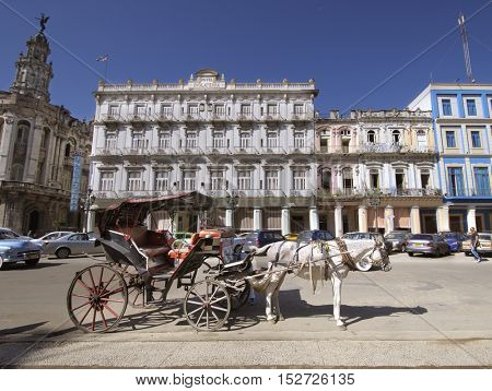 HAVANA, CUBA - OCT 20, 2011: The historic Hotel Inglaterra founded in 1875 near Central Park in Havana, Cuba