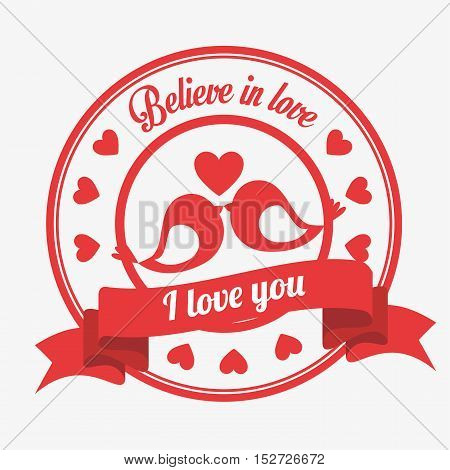 believe in love emblem i love you birds kissen heart vector illustration eps 10