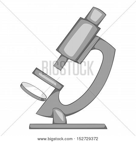 Microscope icon. Gray monochrome illustration of microscope vector icon for web